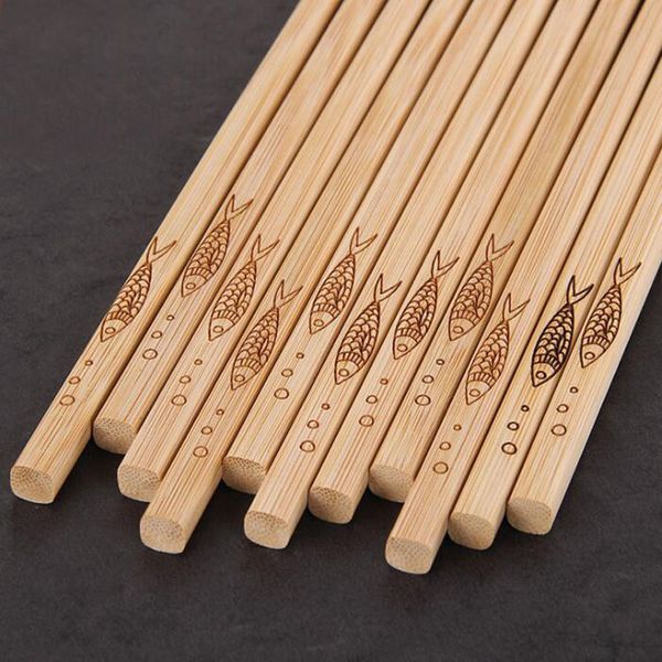 Baguettes en bambou naturel fait à la main baguettes chinoises en bonne santé réutilisables Hashi Sushi nourriture bâton cadeau vaisselle ZC1425