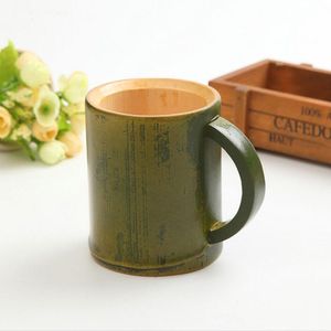 Tasse à thé en bambou naturel faite à la main tasses à lait de bière de Style japonais avec poignée artisanat de voyage écologique vert ZA6360
