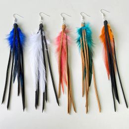 Boucles d'oreilles en plumes plumes naturelles faites à la main