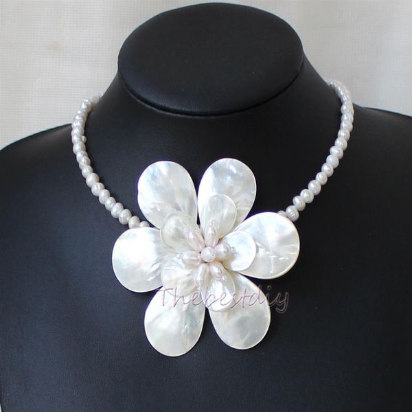 Collier de fleurs en perles FW naturelles faites à la main, collier de déclaration 230w