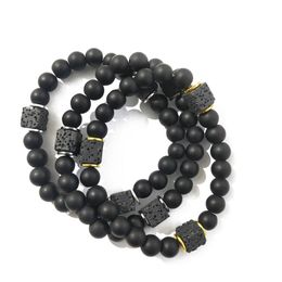 Handgemaakte natuurlijke lava stenen glas kralen strengen bedelarmbanden voor dames mannen feestclub mode elastische sieraden