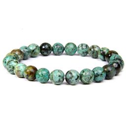 Handgemaakte natuursteen Afrikaanse kralen Bracelet Men Yoga Mala Sieraden Groene mos mos Agates kralen voor vrouwen 240423