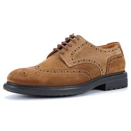 Handgemaakte Oxford Vintage Style Ademend comfortabel casual dragende-resist Suede lederen brogues Derby Shoes For Men 240106 21413
