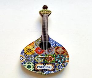 Guitarra de Portugal pintada a mano, imanes de resina 3D para nevera, recuerdos de turismo, pegatinas magnéticas para refrigerador, regalo, decoración del hogar 9100206
