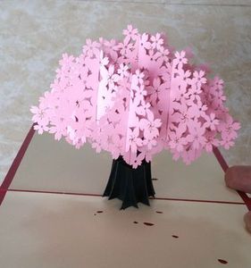 Tarjeta de felicitación de flores estereoscópicas 3D cortadas en papel hecho a mano, tipo plegable, tarjetas artesanales étnicas chinas creativas únicas, regalos