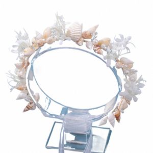 Perla hecha a mano Cch Big Hoop Sea Snail Shell Garland Hairbands Crown Brides Seell Headdr Beach Wedding Hair Accories k78u #