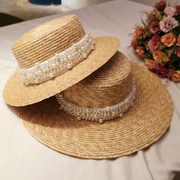 Perles faites à la main blé Plain tissage chapeaux de mer sauvage pour femmes chapeaux de plage d'été 240524