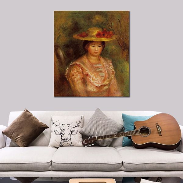 Hecho a mano Pierre Auguste Renoir pintura al óleo busto de una mujer (gabrielle) arte moderno de la lona paisaje moderno decoración de la sala de estar