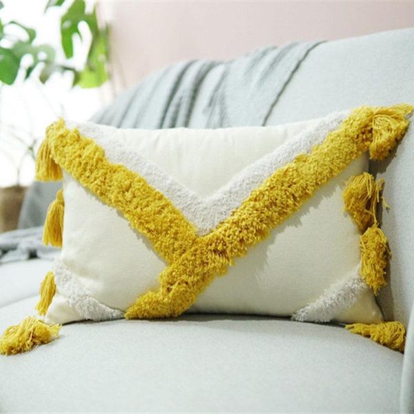 Housse de coussin d'oreiller faite à la main Cojines Decorativos Para canapé oreillers décoratifs décorations de noël jaune vif pour coussin/Decorati à la maison