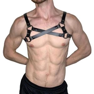 Handgemaakte PU lederen harnas fetish mannen gay tank lingerie vest rave kostuums bdsm bondage erotische sex bandjes riemen bh sets234c