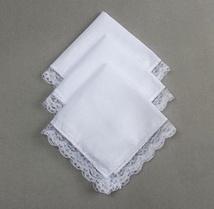 Mouchoir en pur coton fait à la main, mouchoir blanc pur, petit mouchoir en dentelle, bricolage, 23x25cm