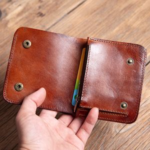 Cartera de cuero puro hecha a mano para hombres Cartera personalizada personalizada Cuero de grano completo