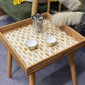 Coquille de rotin fait à la main une variété de goujons colorés rangement table basse ménage luxe luxe moderne petite table d'appoint