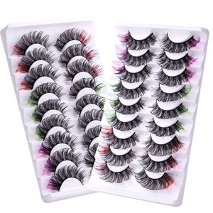 Handgemaakte herbruikbare kleur nep wimpers Natuurlijk zachte delicate meerlagige dikke valse wimpers kleurrijke volledige strip wimper extensions make -up accessoire dhl