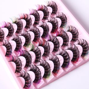 Cils Colordul réutilisables faits à la main Faux cils 3D multicouches vifs naturellement doux D Recourbés Faux cils d'apparence naturelle Extensions de cils à bande complète