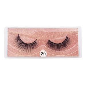 Extension de faux cils réutilisables faits à la main Naural longs 3D faux cils maquillage pour les yeux bande complète tige de coton noir fond rose 10 modèles disponibles