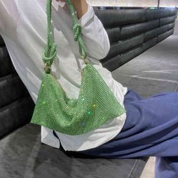 Bolso de mano de noche de cristal con diamantes de imitación hechos a mano, monederos y bolsos de boda de fiesta brillantes plateados, bolso de hombro de diseñador de lujo Y220630