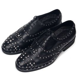 Zapatos de negocios formales para hombre con remaches hechos a mano, zapatos de vestir de boda Oxfords a la moda