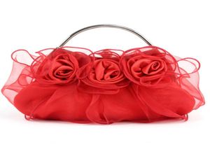 Fait à la main Rose Floral sac à main volants Organza mariage mariée bal soirée pochette sac à main dame sac à main pêche rouge argent violet 8054458