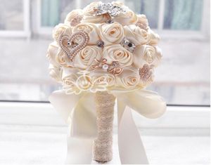 Rose fait à la main nouveau Bouquet de mariée accessoires de mariage broche cristal perle Bouquet de mariage tenant des fleurs 3191722