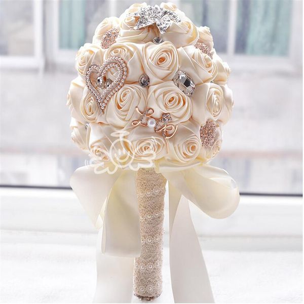 Main Rose Nouveau Bouquet De Mariée Accessoires De Mariage Broche Cristal Perle Bouquet De Mariage Tenant Flowers2422