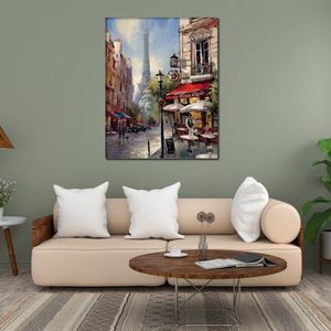 Handgemaakte schilderachtige landschap Canvas Art Tour De Eiffel View Brent Heighton schilderij Frans straatkunstwerk Modern Office Loft Decor