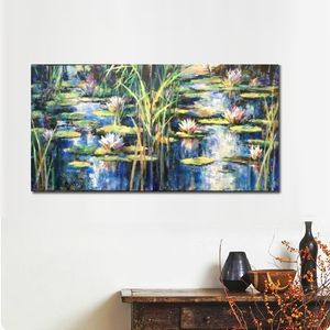 Handgemaakte Scenic Landschap Canvas Art Waterlelies Brent Heighton Schilderij Kunstwerk Modern Office Loft Decor