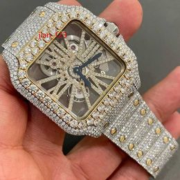 Testeur de diamant de passe de réglage fait à la main VVS Moissanite diamant glacé montre mécanique de luxe