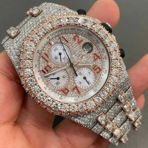 Handgemaakte setting pass diamant tter vvs moissanite diamant iced luxe mechanische horlogehh3t