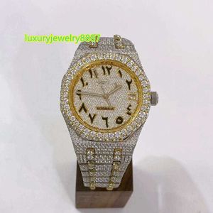 Handgemaakte instelling Pass Tester Moissanite Diamond Iced Mechanical Hip Hop Watch