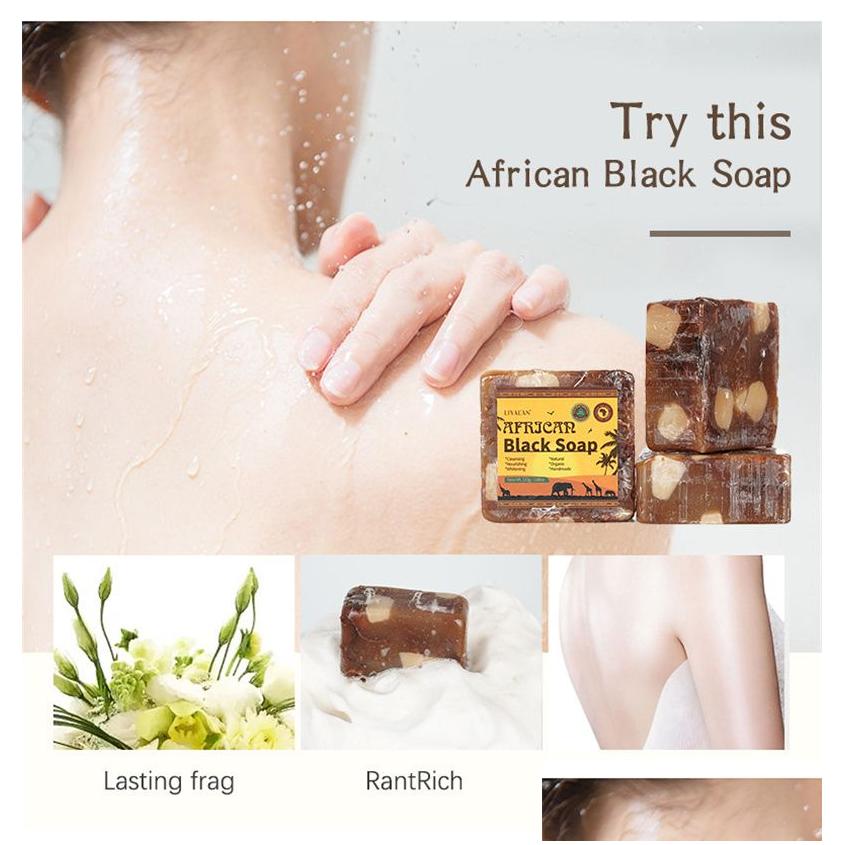 El yapımı sabun% 100 Afrikalı siyah sabunlar sihirli güzellik banyosu gövdesi tedavi cildi doğal damla teslimat sağlığı dhw1u