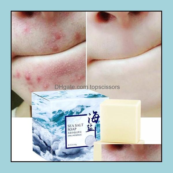 Savon artisanal 100G Sel de mer Savon au lait de chèvre naturel fait à la main Traitement du visage Lavage Bain Douche Savons pour le corps Drop Delivery 2022 Health Beau Dhpbn