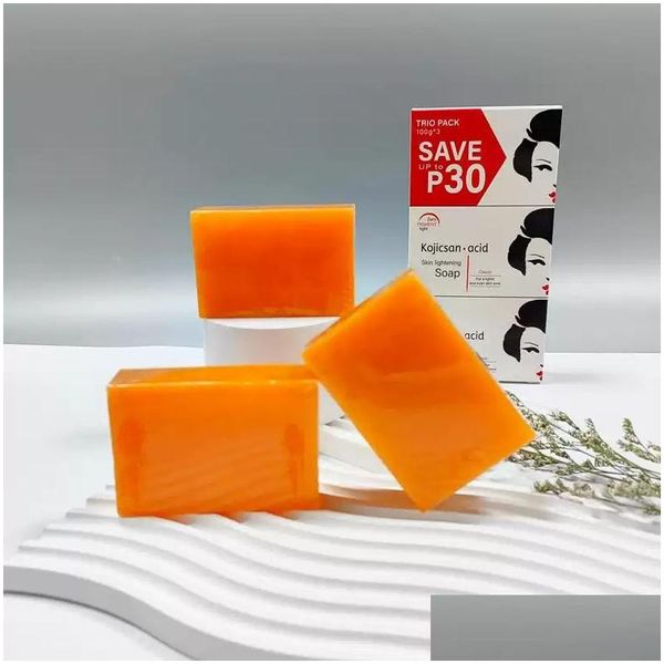 Savon artisanal 3X100G Kojie San Blanchiment de la peau Éclaircissant Blanchiment Acide kojique Savons à la glycérine Drop Delivery Santé Beauté Bain Corps Dht7V