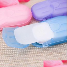 Handmade Soap 50pcs / boîte de savon de voyage portable papier jetable mini anti-poussière lavage des mains bain de nettoyage en boîte moussant drop ship drop d dhre7