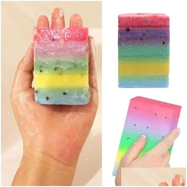 Llegadas de jabón hecho a mano Tailandia Fruit Plus Color de la mezcla Cinco piel blanqueada 100% Gluta Rainbow Drop Delivery Salud Belleza Baño Cuerpo Dh5Pb