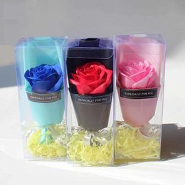 Handgemaakte Soap Beauty Handmade Rose Soap met PVC Gift Box Mini Bouquet Flower Creative Soap voor Kerstmis 240416