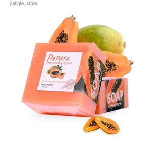 Savon fait à la main pour nettoyer doux couche douce cornée corne doux cutané nettoyage de gommage papaya angelica sinensis ginger tranches y240401