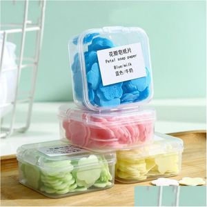 Handmade Soap Paper Cleaning Soaps Portable Hand Wash Petal Papers Scented Slice Washing Hands Bath Travel Foaming Small Tablet Drop Dhv0Z