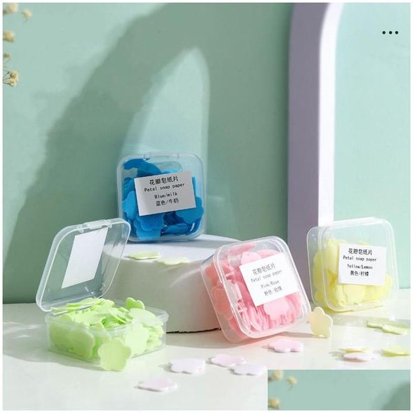 Savon À La Main Portable Pétale Papier Pour Voyage Désinfectant Pour Les Mains Gel Antibactérien Parfumé Flocons De Bain Enfant Mains Lavage Savons Drop De Dhgln