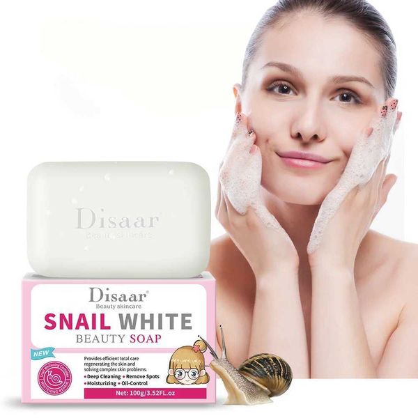 Jabón hecho a mano caracol babón blanco jabón facial cara con espuma belleza blanqueamiento jabón limpieza profunda hidratante y antienvejecimiento de la piel iluminante 240416