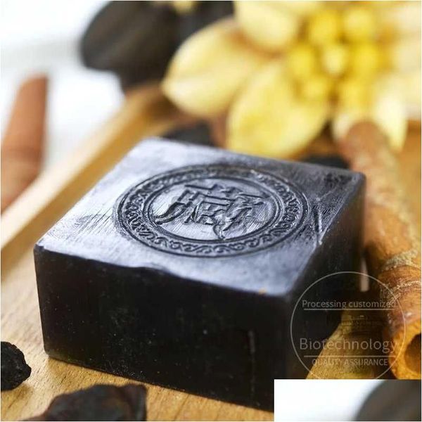 Savon artisanal tibétain ancien visage noir propre anti-acné élimine les points noirs à base de plantes chinoises avec Cordyceps Sinensis Drop Delivery Health Dh6BC