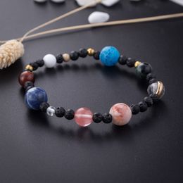 Handgemaakte zonnestelsel Armband Universe Galaxy De acht planeten ster natuurlijke stenen kralen armbanden armbanden