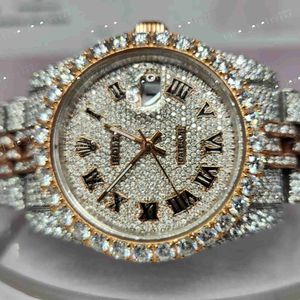 Handgemaakt roestvrijstalen pols horloge met VVS Moissanite Diamond Quartz Mens Fashion Iced Out -uurwerk