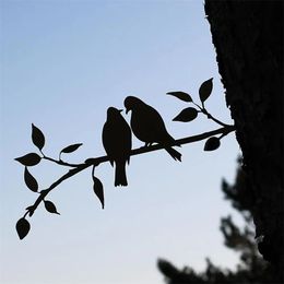 Aves de acero hechas a mano Silhouette Metal Animal Crafts Garden Backyard Backyard Birds Garden Art Decoration States Ornament 240418