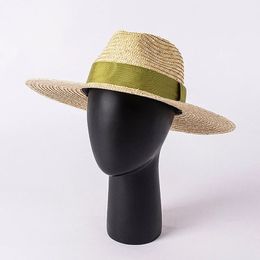 Handgemaakte zomerhoeden voor vrouwen wijd zwerver Panama Sun Ribbon Band Straw Fedora Hat Holiday Beach 240410