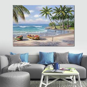 Peintures à la main Plage Tropical Bay Art Moderne Paysages Marins Huile sur Toile Illustration pour Salon Décoration Murale Beau Paysage