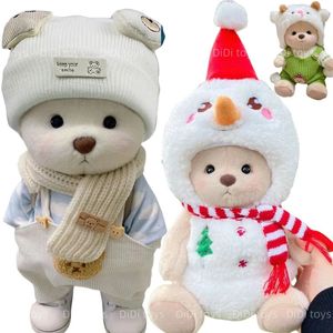 Handgemaakte teddybeer knuffel verandering jurk honing tas doek meisje knuffel knuffelige knuffel pop voor vriendin kerstcadeau 240106