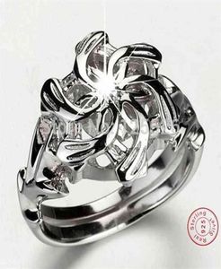 Handgemaakte The Galadriel Nenya Charm Wit AAAA CZ Gesimuleerde stenen S925 Sterling Silver Lady Wedding Ring Maat 510 H220414151M9453745