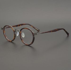 Acétate titane fait à la main les lunettes rondes vintage pour les hommes féminités de lunettes rétro cadre optique myopie Prescription Eyewear2891045