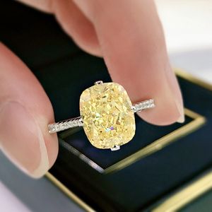 Anillo de diamantes de topacio hecho a mano, 100% Plata de Ley 925 auténtica, anillos de banda de boda para fiesta para mujer, regalo de joyería de compromiso nupcial